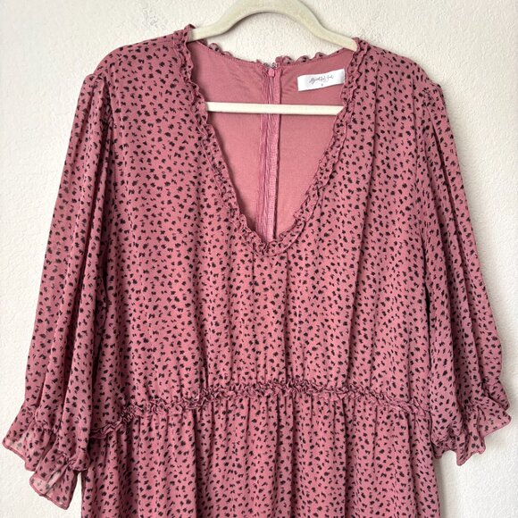 A Beautiful Soul Dot Printed Ruffle Trim Flattering Mini Dress - Picture 3 of 11